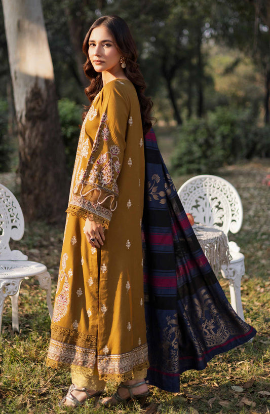 Selene by Johra Embroidered Winter Fabric Unstitched 3 Piece Suit - JH-984 - JH25SLEN - Mustard - Winter Collection