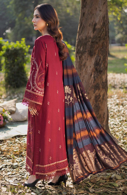 Selene by Johra Embroidered Winter Fabric Unstitched 3 Piece Suit - JH-981 - JH25SLEN - Maroon - Winter Collection