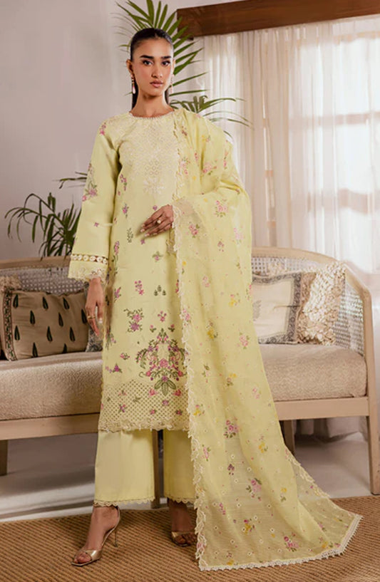 Selene by RajBari Premium Embroidered Lawn Unstitched 3 Piece Suit - Zarif - RJB26SL - Lemon - Festive Collection