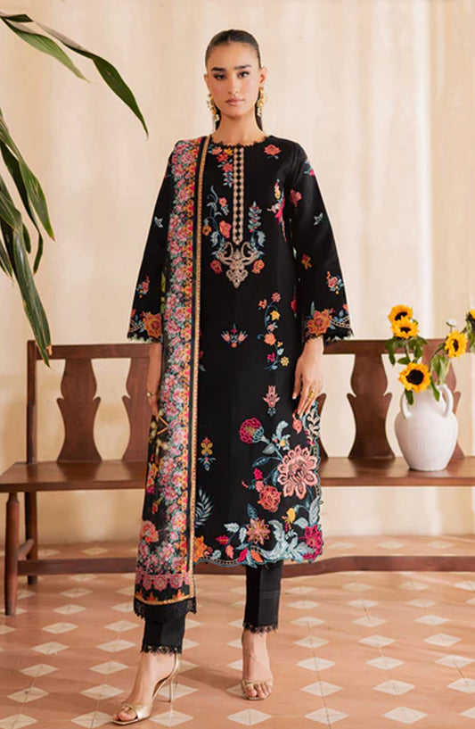 Selene by RajBari Premium Embroidered Lawn Unstitched 3 Piece Suit - Sira - RJB26SL - Black - Festive Collection