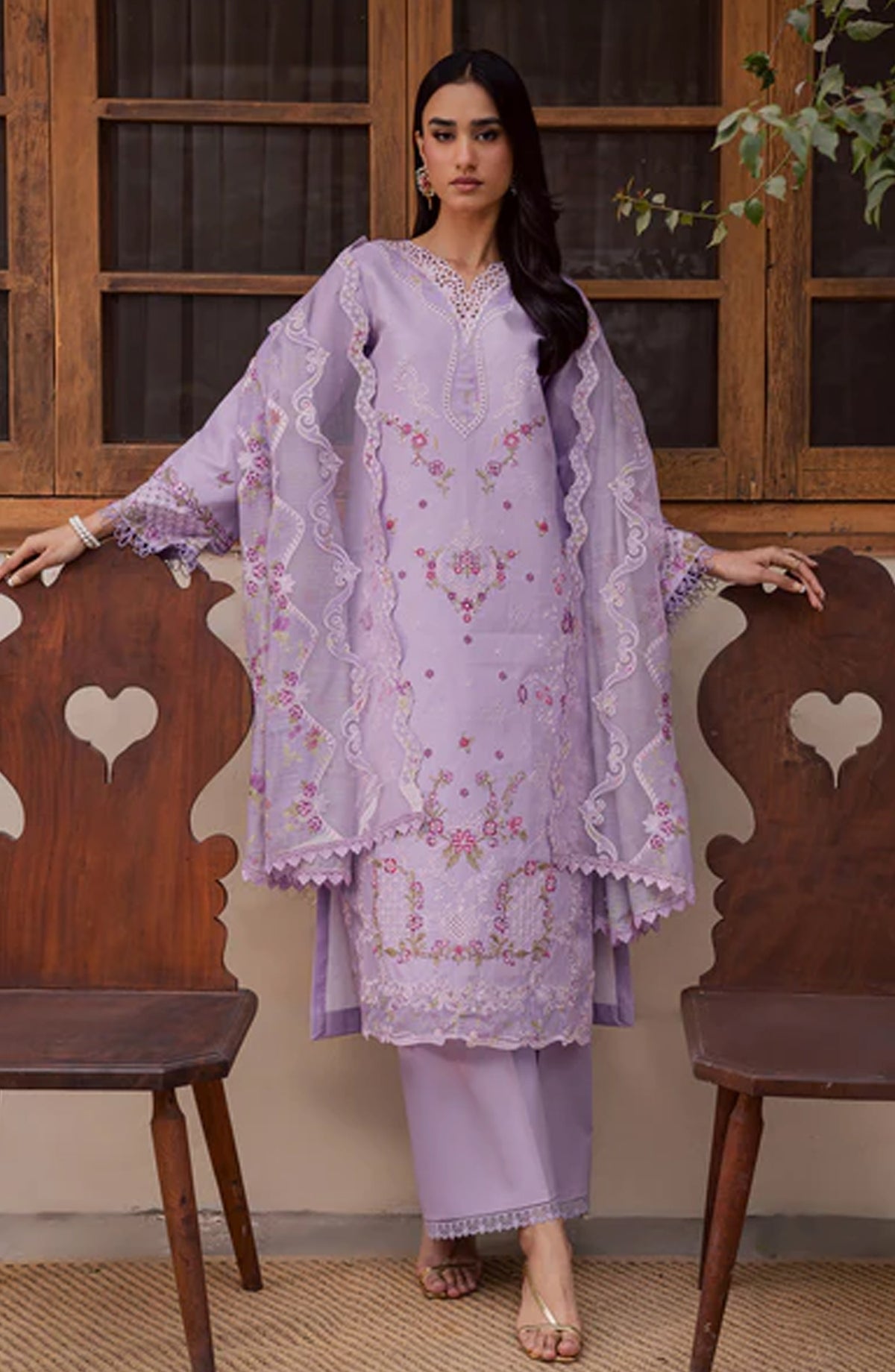 Selene by RajBari Premium Embroidered Lawn Unstitched 3 Piece Suit - Nova - RJB26SL - Purple - Festive Collection