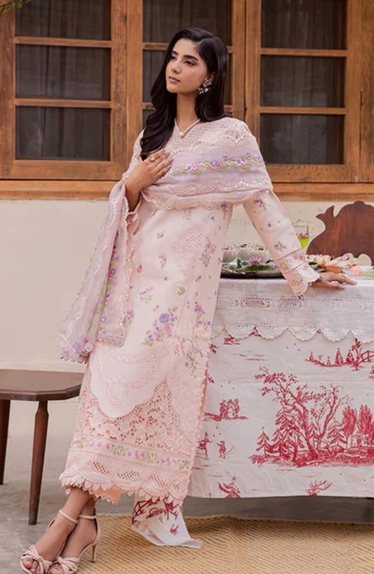 Selene by RajBari Premium Embroidered Lawn Unstitched 3 Piece Suit - Kaya - RJB26SL - Pink - Festive Collection