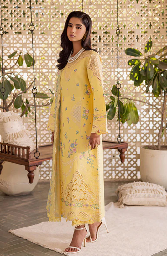 Selene by RajBari Premium Embroidered Lawn Unstitched 3 Piece Suit - Ayzel - RJB26SL - Yellow - Festive Collection