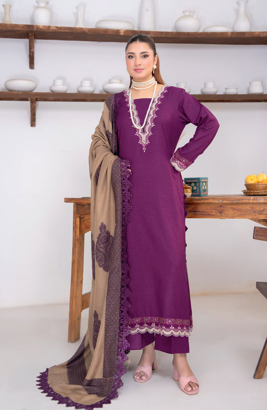 Sensation by Riaz Arts Premium Peach Unstitched 3 Piece Suit - D-05 - RA26SNT - Purple - Winter Collection