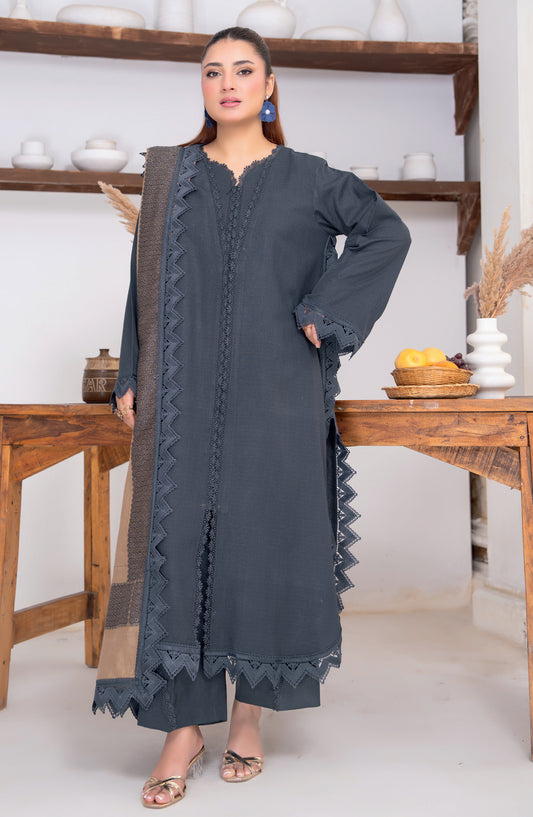 Sensation by Riaz Arts Premium Peach Unstitched 3 Piece Suit - D-04 - RA26SNT - Blue - Winter Collection