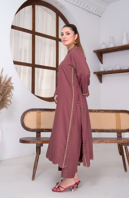 Sensation by Riaz Arts Premium Peach Unstitched 3 Piece Suit - D-02 - RA26SNT - Dhani - Winter Collection