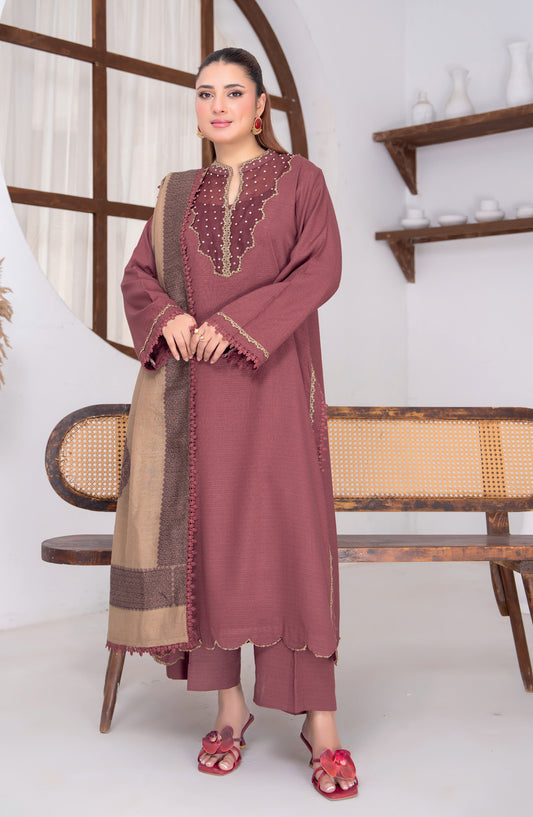 Sensation by Riaz Arts Premium Peach Unstitched 3 Piece Suit - D-02 - RA26SNT - Dhani - Winter Collection