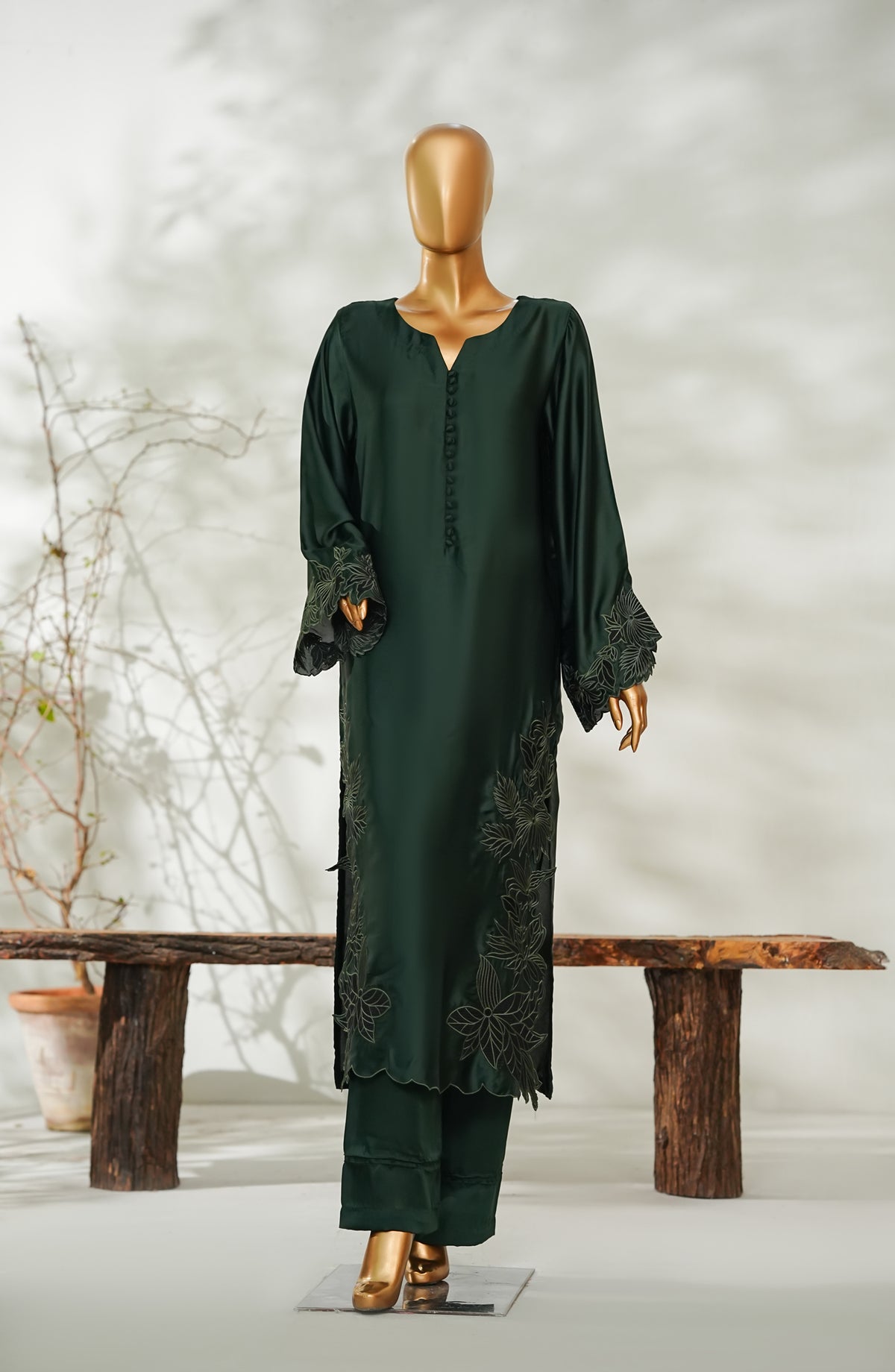 Serein Luxe Silk by Amna Khadija Embroidered Silk Stitched 2 Piece Suit - SLS-06 - AM26SRN - Green - Exclusive Collection