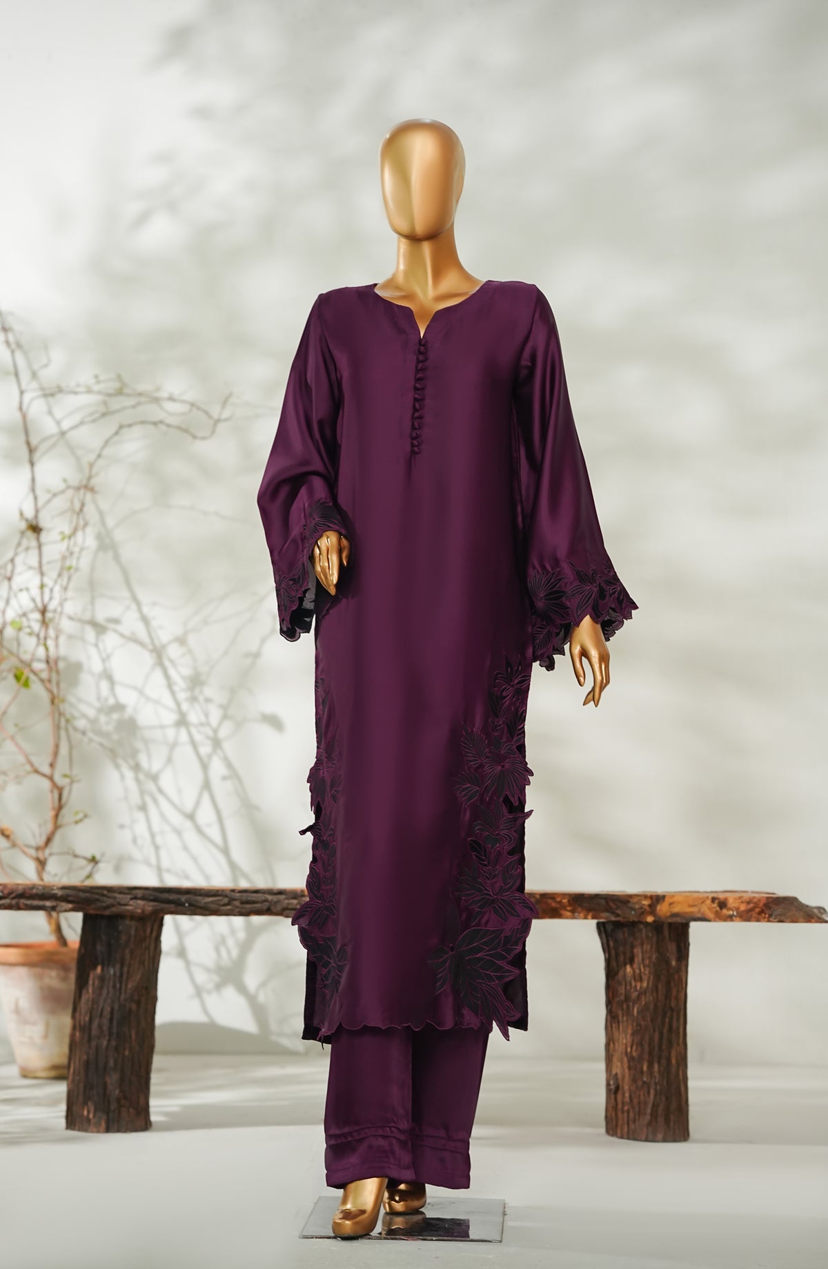 Serein Luxe Silk by Amna Khadija Embroidered Silk Stitched 2 Piece Suit - SLS-07 - AM26SRN - Purple - Exclusive Collection