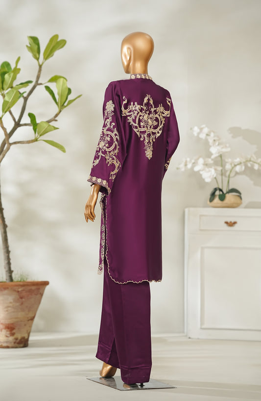 Serein by Amna Khadija Luxe Embroidered Shamooz Silk Stitched 2 Piece Suit - SLS-05 - AM26SLS - Purple - Winter Collection