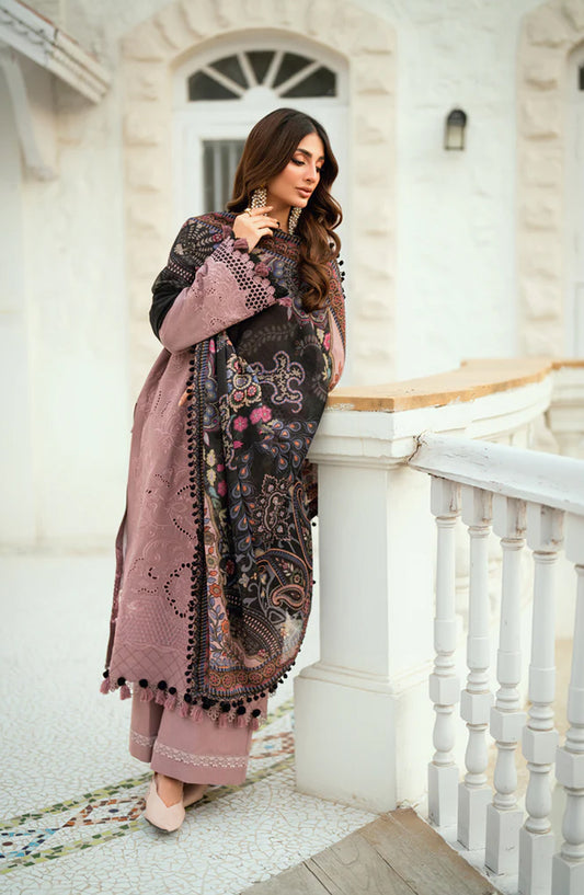 Serenity by Florent Luxury Embroidered Karandi Unstitched 3 Piece Suit - FNS-08B - FL25SRN - Purple - Winter Collection