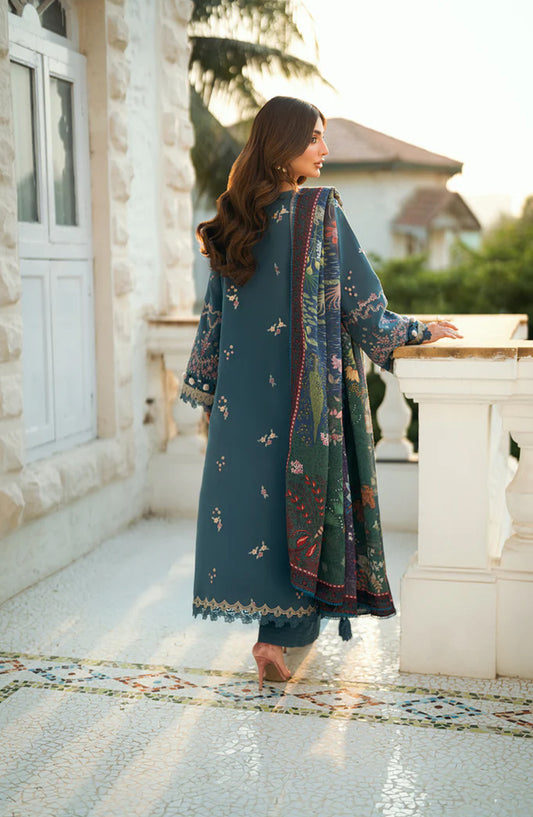 Serenity by Florent Luxury Embroidered Karandi Unstitched 3 Piece Suit - FNS-06A - FL25SRN - Blue - Winter Collection