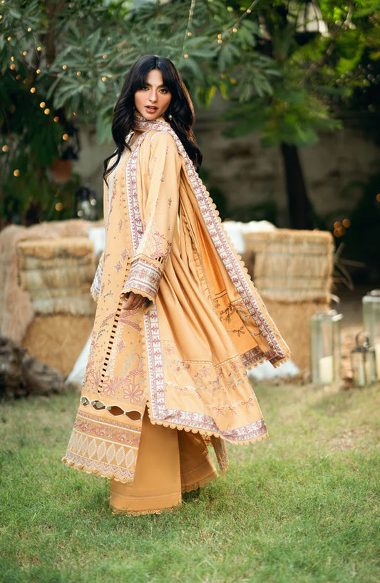 Serenity by Florent Luxury Embroidered Dobby Unstitched 3 Piece Suit - FNS-05A - FL25SRN - Yellow - Winter Collection