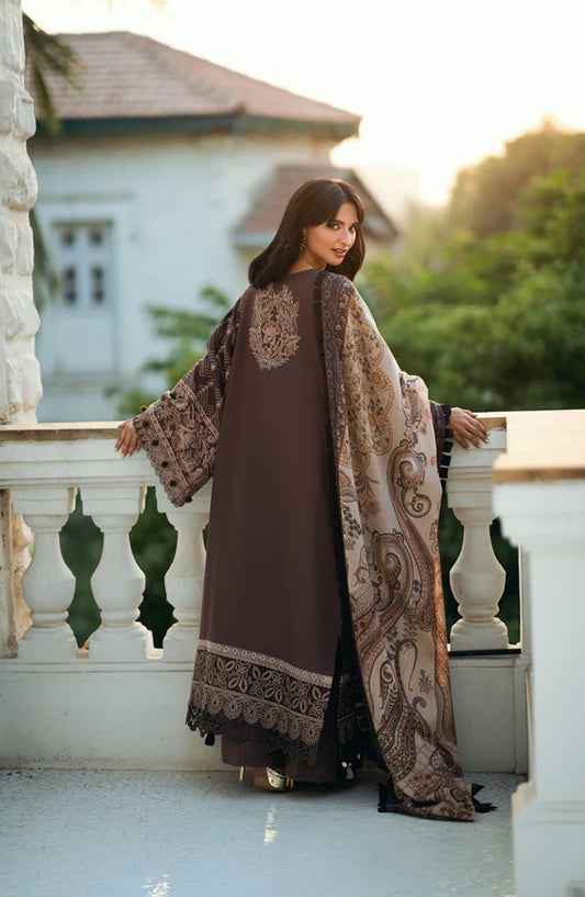 Serenity by Florent Luxury Embroidered Marina Twill Unstitched 3 Piece Suit - FNS-03B - FL25SRN - Purple - Winter Collection