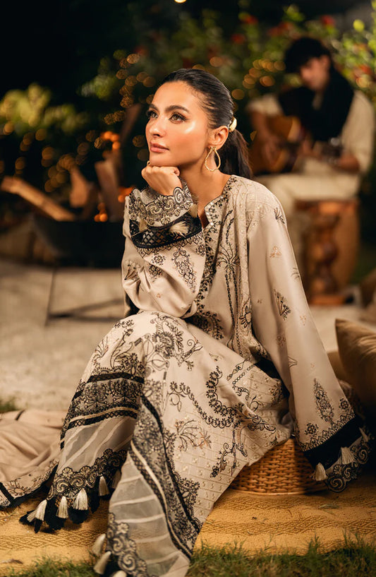 Serenity by Florent Luxury Embroidered Dobby Unstitched 3 Piece Suit - FNS-02B - FL25SRN - Off White - Winter Collection