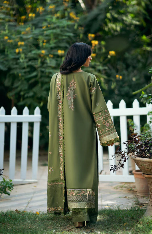 Serenity by Florent Luxury Embroidered Marina Twill Unstitched 3 Piece Suit - FNS-01A - FL25SRN - Green - Winter Collection