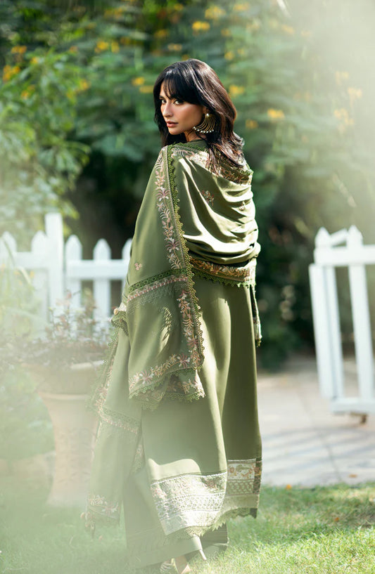 Serenity by Florent Luxury Embroidered Marina Twill Unstitched 3 Piece Suit - FNS-01A - FL25SRN - Green - Winter Collection