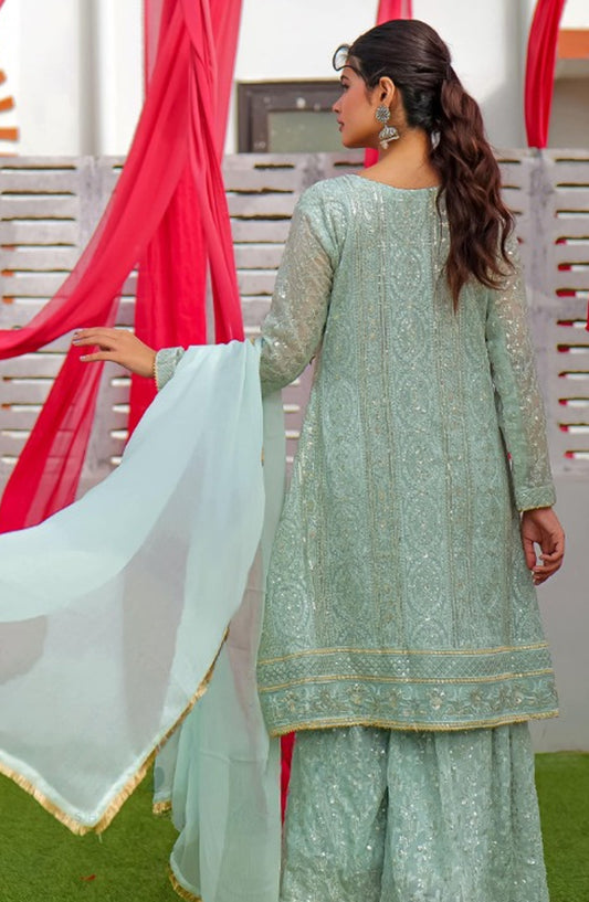 Shaadiyaan by Al Siyaab Embroidered Chiffon Stitched 3 Piece Suit - JANAAN - ALS25SHD - Mint Green - Festive Collection