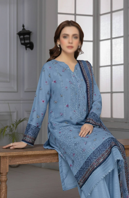 Shades by Al Karim Embroidered Lawn Unstitched 3 Piece Suit - D-09 - AK26HDS - Blue - Summer Collection