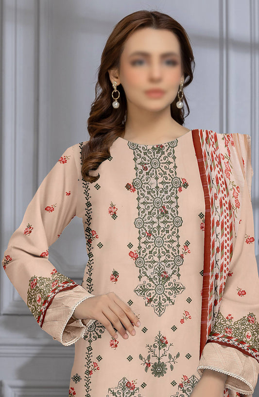 Shades by Al Karim Embroidered Lawn Unstitched 3 Piece Suit - D-08 - AK26HDS - Peach - Summer Collection