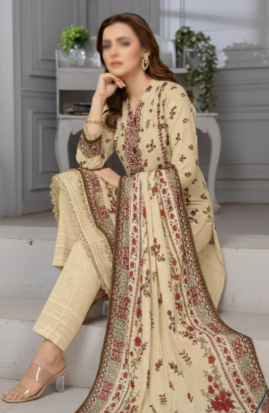 Shades by Al Karim Embroidered Lawn Unstitched 3 Piece Suit - D-07 - AK26HDS - Yellow - Summer Collection