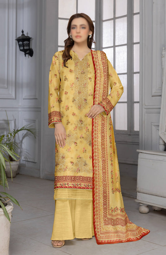 Shades by Al Karim Embroidered Lawn Unstitched 3 Piece Suit - D-05 - AK26HDS - Yellow - Summer Collection