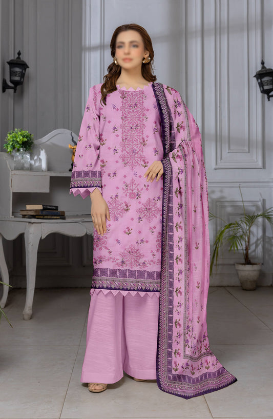 Shades by Al Karim Embroidered Lawn Unstitched 3 Piece Suit - D-04 - AK26HDS - Pink - Summer Collection