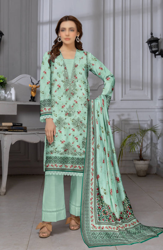 Shades by Al Karim Embroidered Lawn Unstitched 3 Piece Suit - D-03 - AK26HDS - Green - Summer Collection