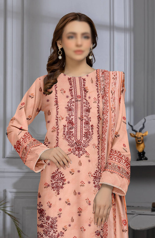 Shades by Al Karim Embroidered Lawn Unstitched 3 Piece Suit - D-02 - AK26HDS - Peach - Summer Collection