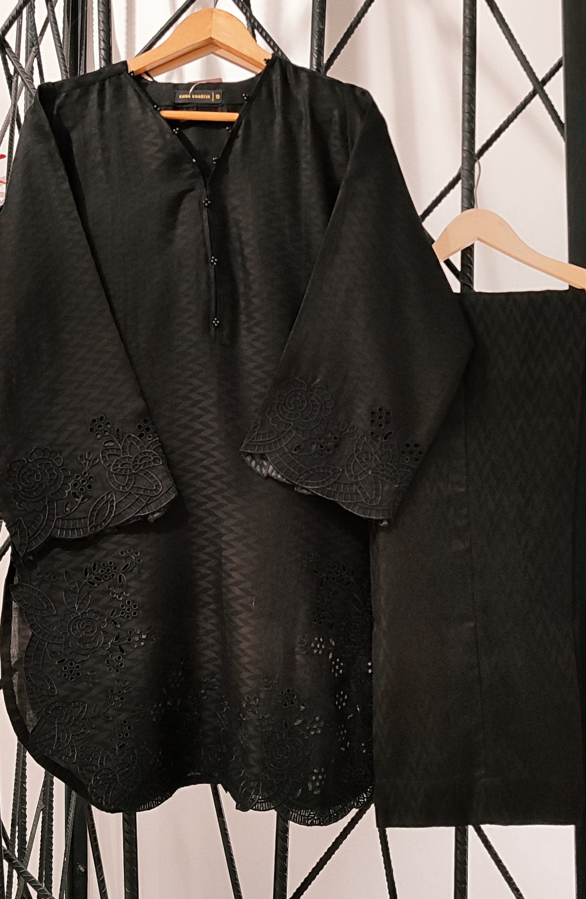 Shadow Play by Amna Khadija Embroidered Jacquard Stitched 2 Piece Suit - AKSP-03 - AM26ASPK - Black - Summer Collection