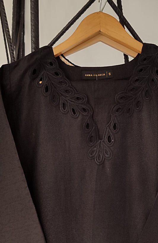 Shadow Play by Amna Khadija Embroidered Jacquard Stitched 2 Piece Suit - AKSP-04 - AM26ASPK - Black - Summer Collection