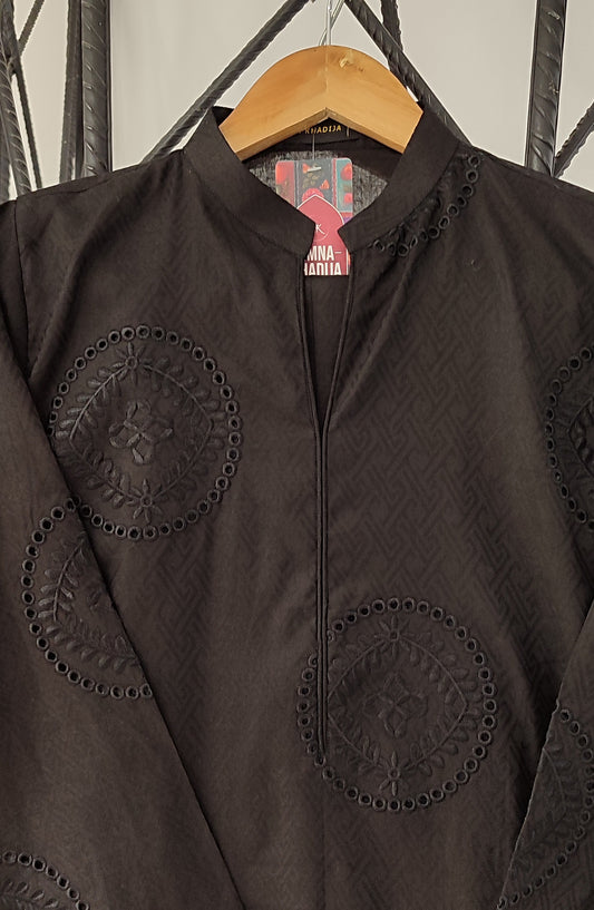 Shadow Play by Amna Khadija Embroidered Jacquard Stitched 2 Piece Suit - AKSP-05 - AM26ASPK - Black - Summer Collection