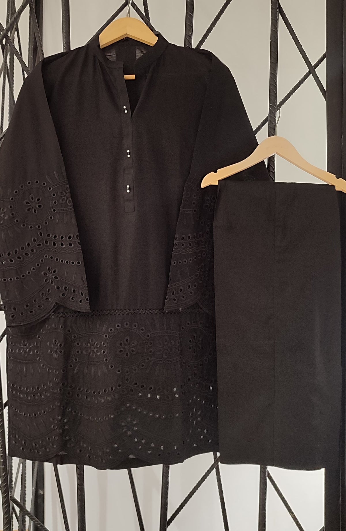 Shadow Play by Amna Khadija Embroidered Lawn Stitched 2 Piece Suit - AKSP-06 - AM26ASPK - Black - Summer Collection