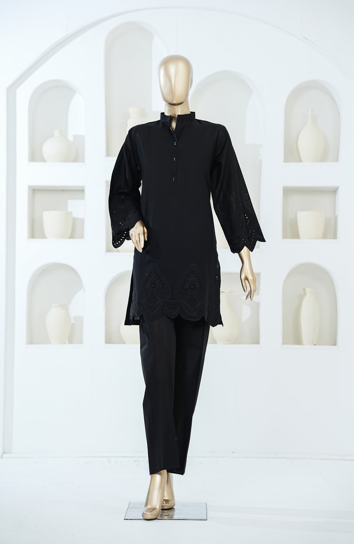 Shadow Play by Amna Khadija Embroidered Lawn Stitched 2 Piece Co-ord Sets - AKSP-11 - AM26AKSPT - Black - Summer Collection