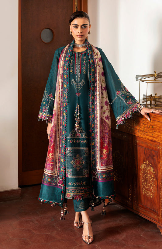 Shahkaar by Jazmin Luxury Embroidered Lawn Unstitched 3 Piece Suit - D-10 - JZ26SH - Green - Eid Collection