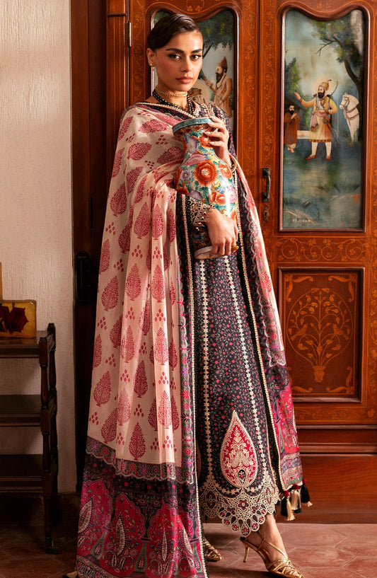 Shahkaar by Jazmin Luxury Embroidered Lawn Unstitched 3 Piece Suit - D-09 - JZ26SH - Blue - Eid Collection