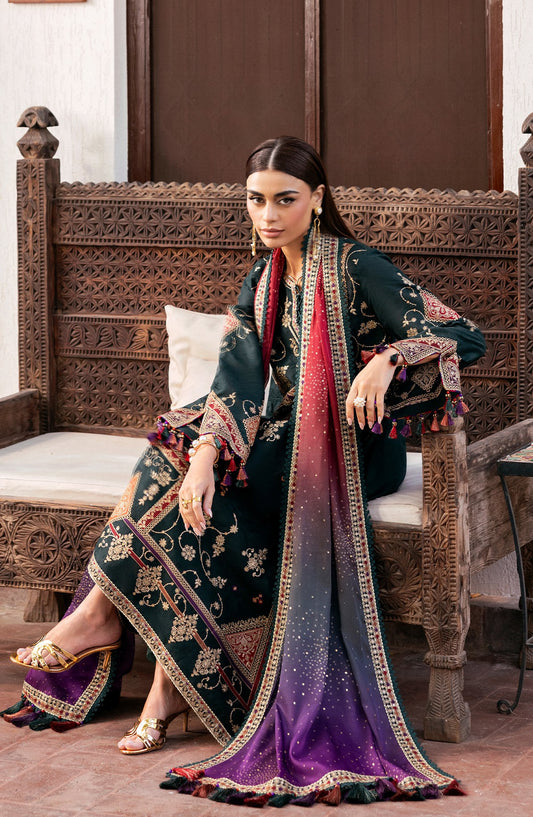 Shahkaar by Jazmin Luxury Embroidered Lawn Unstitched 3 Piece Suit - D-03 - JZ26SH - Green - Eid Collection