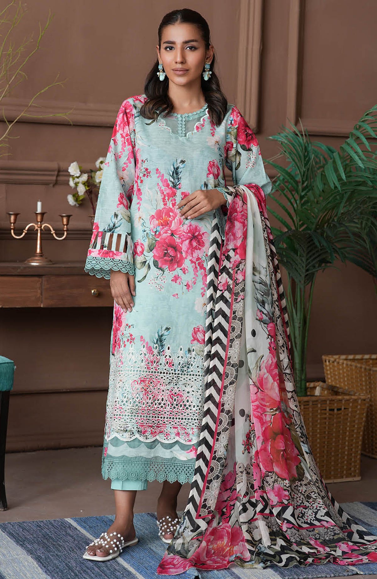 Shahzeen by Johra Embroidered Chikankari Lawn Unstitched 3 Piece Suit - JH-851 - JH25SHZ - Blue - Summer Collection