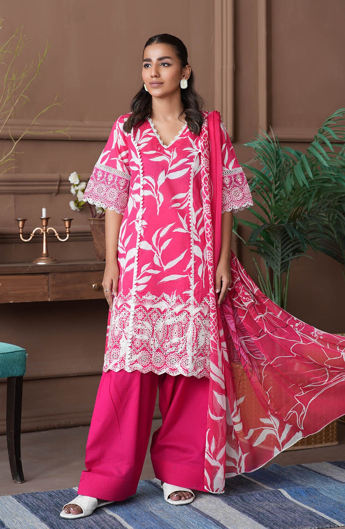 Shahzeen by Johra Embroidered Chikankari Lawn Unstitched 3 Piece Suit - JH-850 - JH25SHZ - Pink - Summer Collection