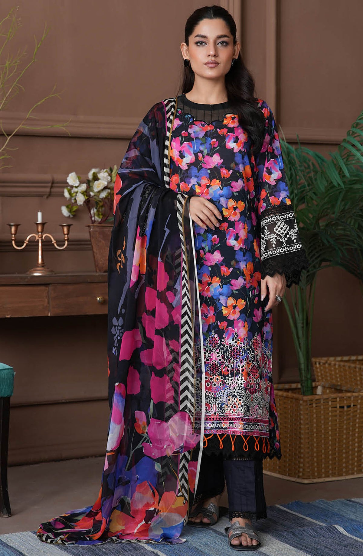 Shahzeen by Johra Embroidered Chikankari Lawn Unstitched 3 Piece Suit - JH-847 - JH25SHZ - Multi - Summer Collection