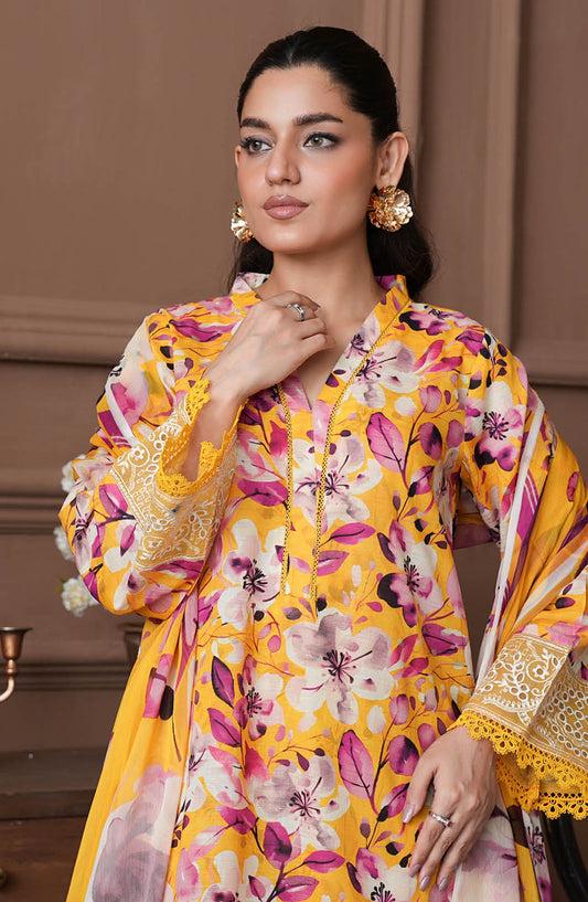Shahzeen by Johra Embroidered Chikankari Lawn Unstitched 3 Piece Suit - JH-845 - JH25SHZ - Yellow - Summer Collection