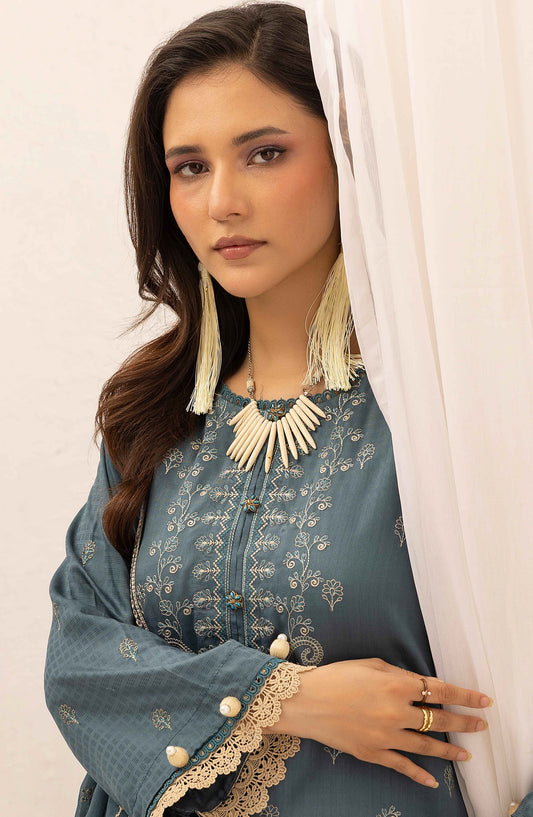 Shaista Festive Embroidered Viscose Unstitched 3 Piece Suit - D-131 - SHS25FSV - Blue - Winter Collection