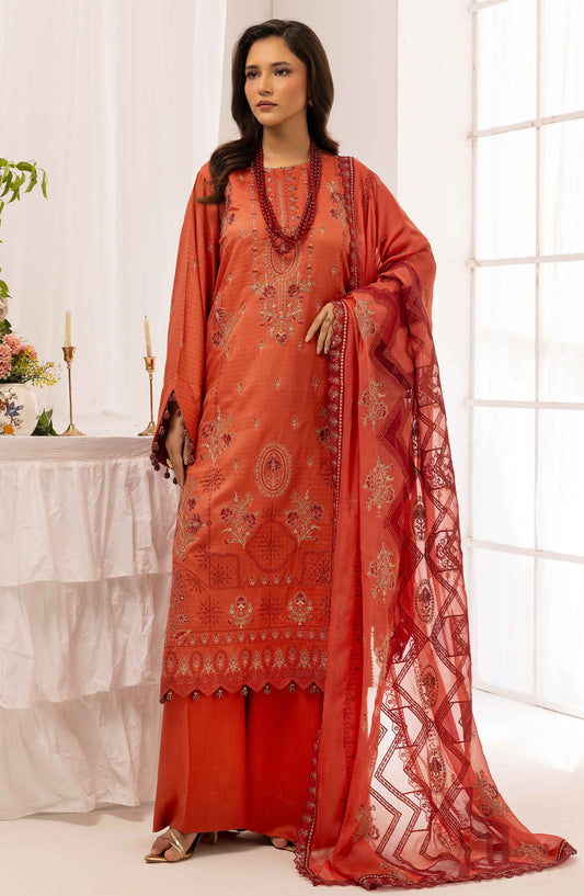 Shaista Festive Embroidered Viscose Unstitched 3 Piece Suit - D-126 - SHS25FSV - Orange - Winter Collection