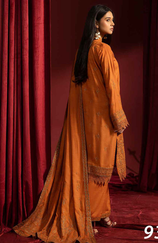 Shaista Supreme Embroidered Peach Unstitched 3 Piece Suit - D-93 - SHS25SP - Orange - Winter Collection