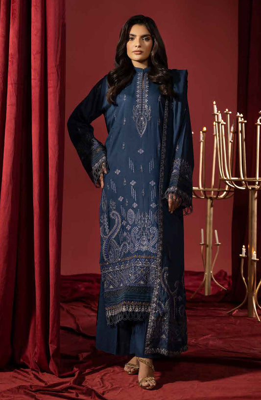 Shaista Supreme Embroidered Peach Unstitched 3 Piece Suit - D-92 - SHS25SP - Blue - Winter Collection