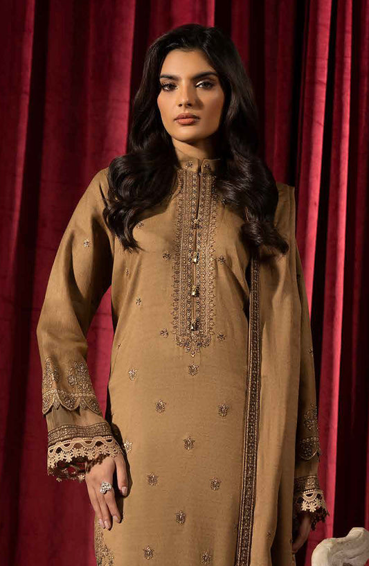 Shaista Supreme Embroidered Peach Unstitched 3 Piece Suit - D-91 - SHS25SP - Brown - Winter Collection