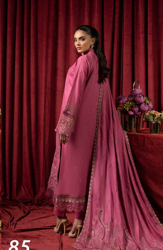 Shaista Supreme Embroidered Peach Unstitched 3 Piece Suit - D-85 - SHS25SP - Pink - Winter Collection