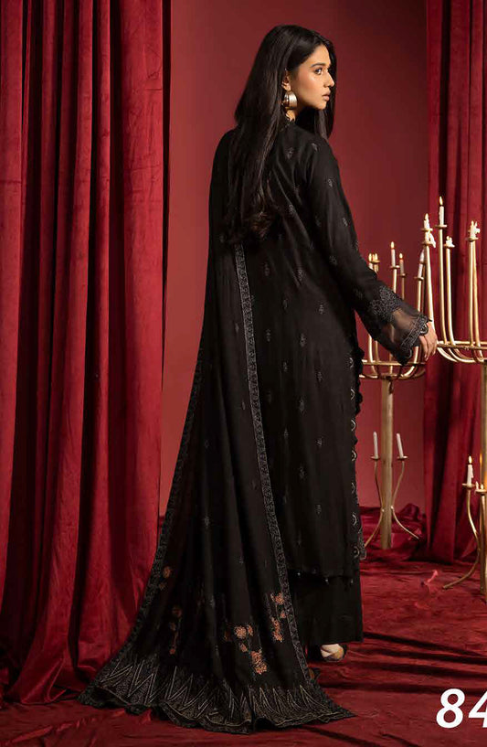 Shaista Supreme Embroidered Peach Unstitched 3 Piece Suit - D-84 - SHS25SP - Black - Winter Collection