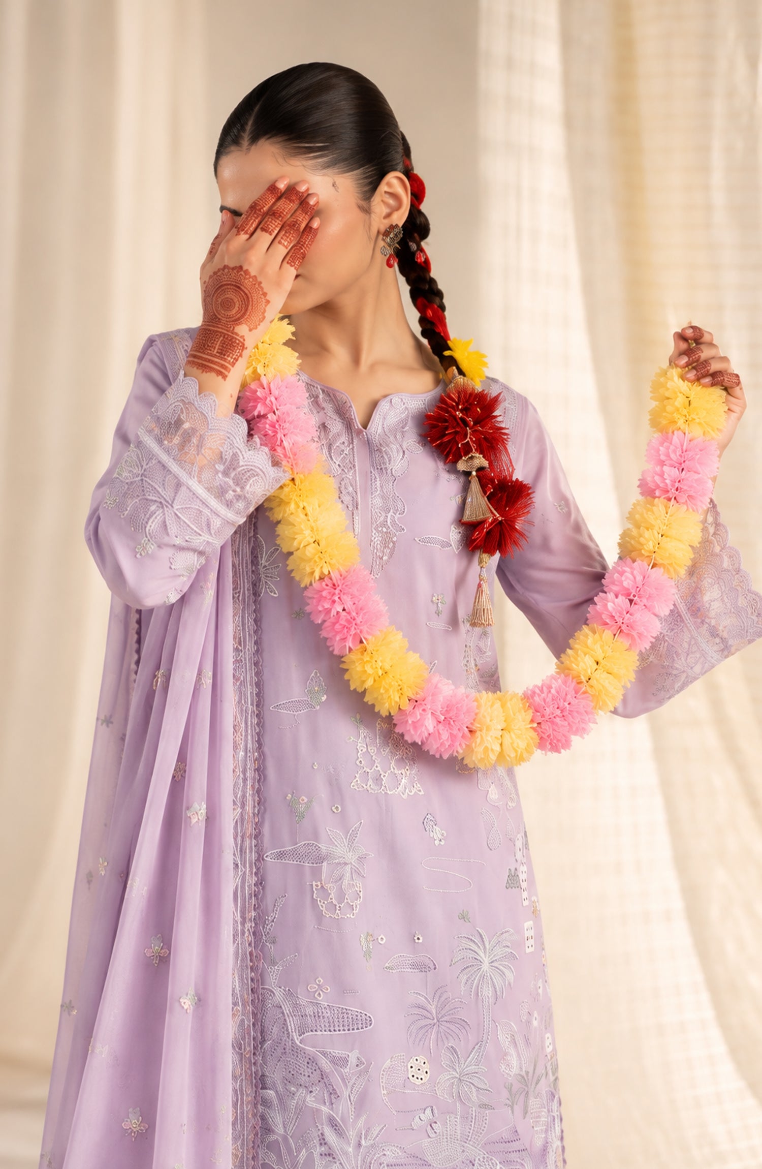 Sham-e-Riwayat by Amna Khadija Embroidered Cotton Stitched 3 Piece Suit - AKSR-02 - AM26SHM - Purple - Luxury Collection