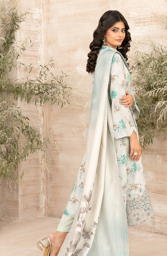 Shamia by Tawakkal Fabric Embroidered Zari Viscose Unstitched 3 Piece Suit - D-4884 - TF25SHAM - Grey & Blue - Winter Collection